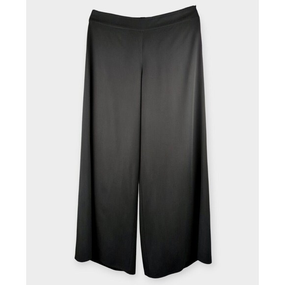 EILEEN FISHER TENCEL Black Cropped Wide-Leg Ponte Pants Palazzo Gaucho Comfort S - Picture 2 of 5